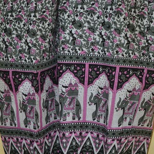 India Boho runway light breeze soft sheer cotton gauze grey pink floral Elephant block print plunging harem pants Jumpsuit dress S//L image 6