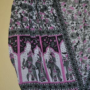 India Boho runway light breeze soft sheer cotton gauze grey pink floral Elephant block print plunging harem pants Jumpsuit dress S//L image 7