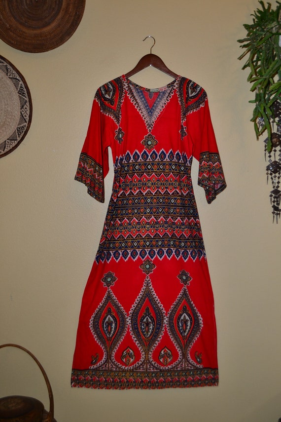 60's 70's Pakistan Boho Gypsy Goddess dashiki col… - image 1