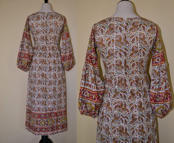 60's 70's India Sundeep colorful earthy paisley /… - image 2