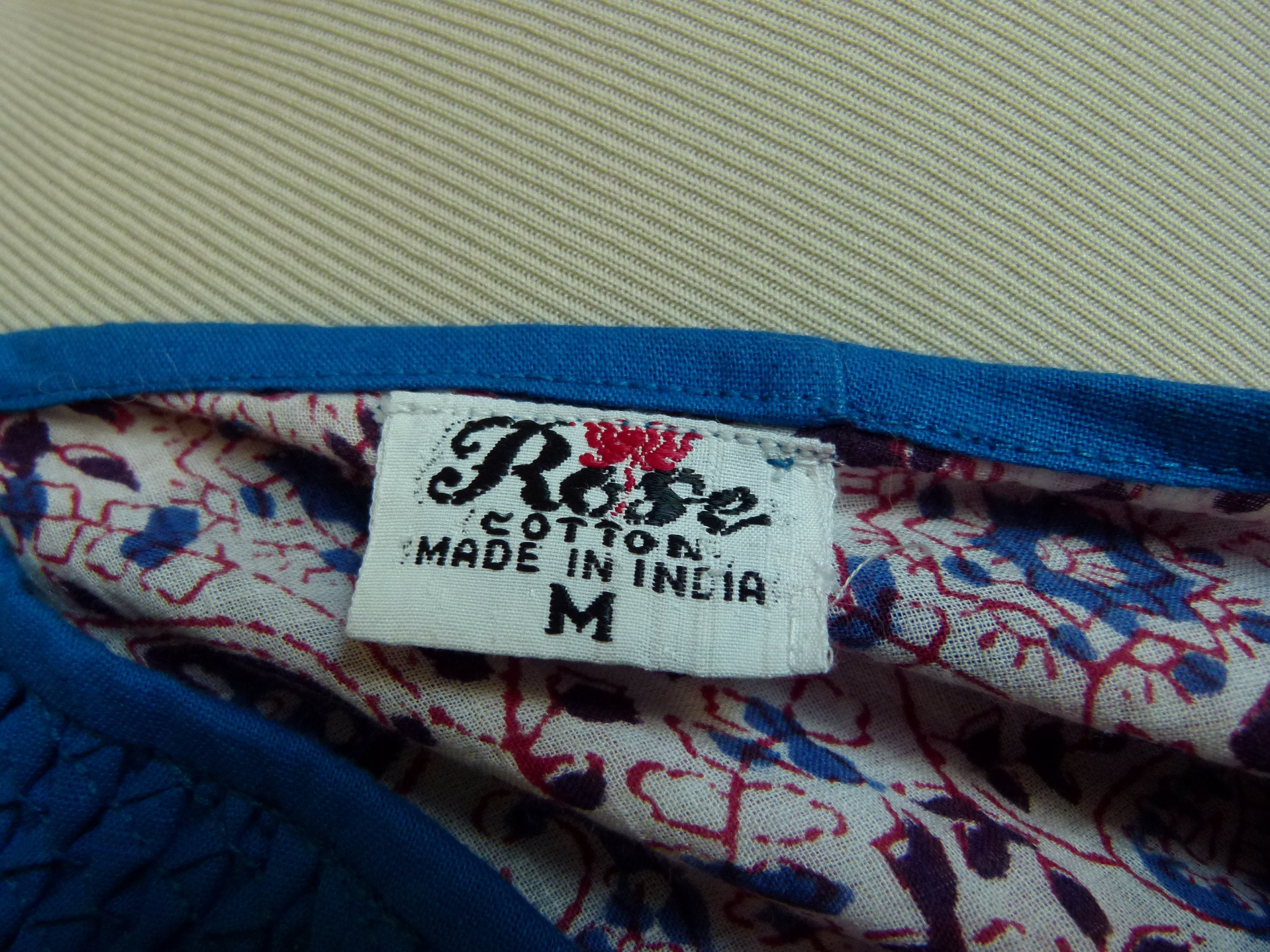 70's 80's Deadstock India Boho Floral Indigo Blue/purple