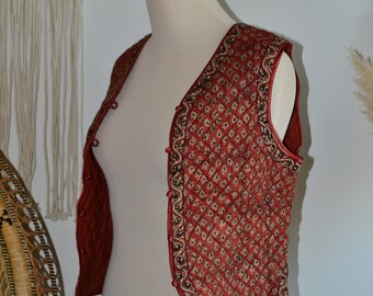 70's 80's India ZODIAC Boho NWOT Deadstock Rust Block Print