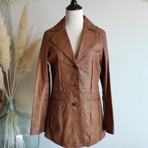 90&#39;s WILSONS Genuine light brown detailed Leather Jacket trench Coat/long jacket Medium 4-6