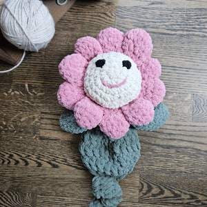 Handmade Flower Snuggler - Crochet Pink Flower Lovey