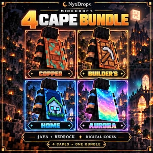 MC 4 Cape Bundle | Copper, Builders, Home,  Aurora Capes  | Java & Bedrock Fast Delivery