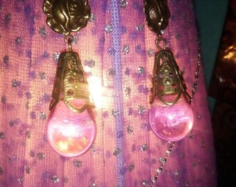 Rose Pink Czech Glass Earrings
