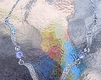 Amethyst Glass Bridal Necklace