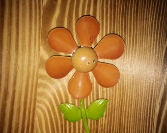 Orange Retro Flower Brooch