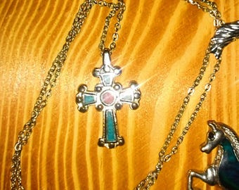 Sterling Coral Turquoise Necklace