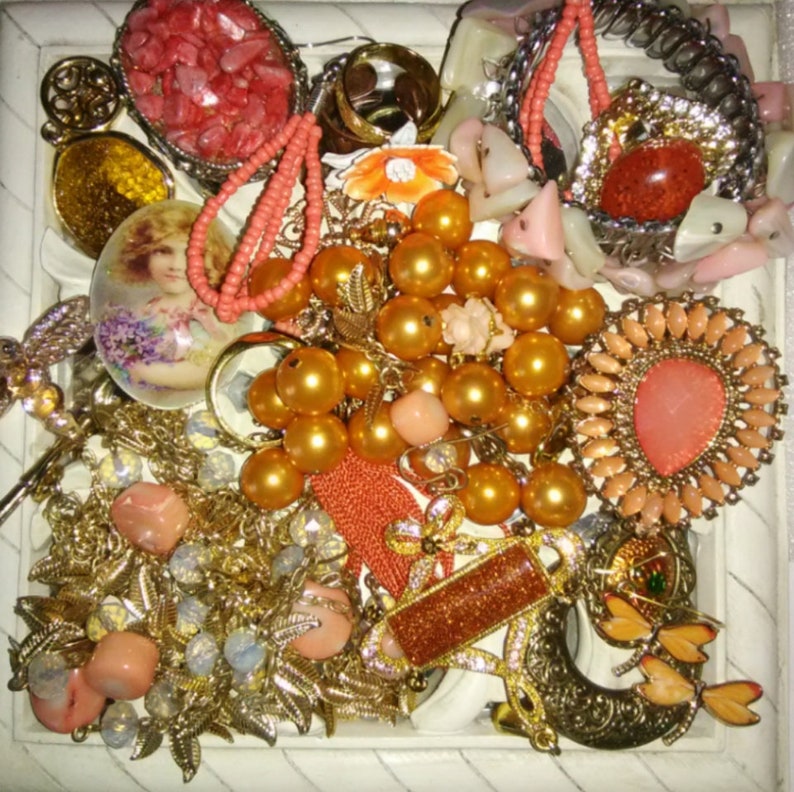 Vintage Peach Romance Coral Garden Earrings Craft Jewelry Lot