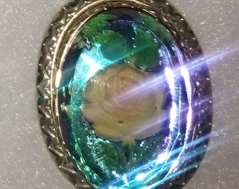 Yellow Rose Intaglio Brooch