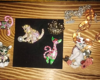 Cat Brooch Lot