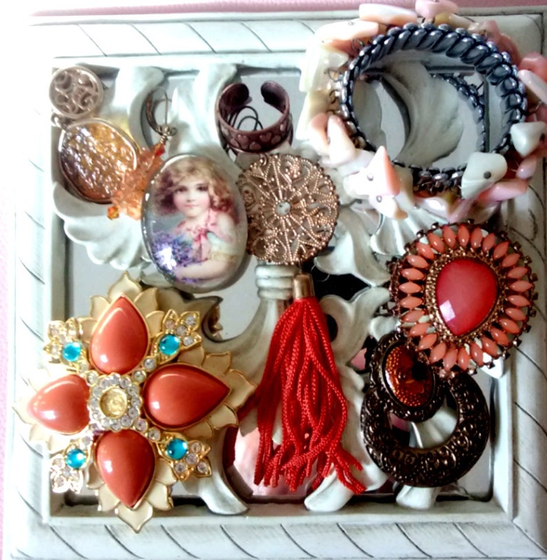 Vintage Peach Romance Coral Garden Earrings Craft Jewelry Lot