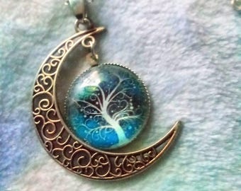 Tree Of Life Crescent Moon Necklace