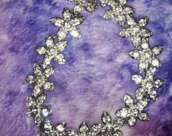 Silvertone Crystal Flower Necklace  Bracelet Set