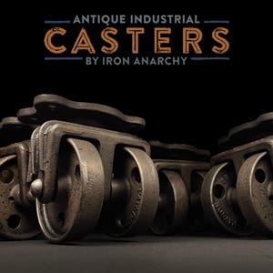Antique Industrial Caster Set, Vintage Cast Iron Factory Cart Kitchen Island Casters Wheels
