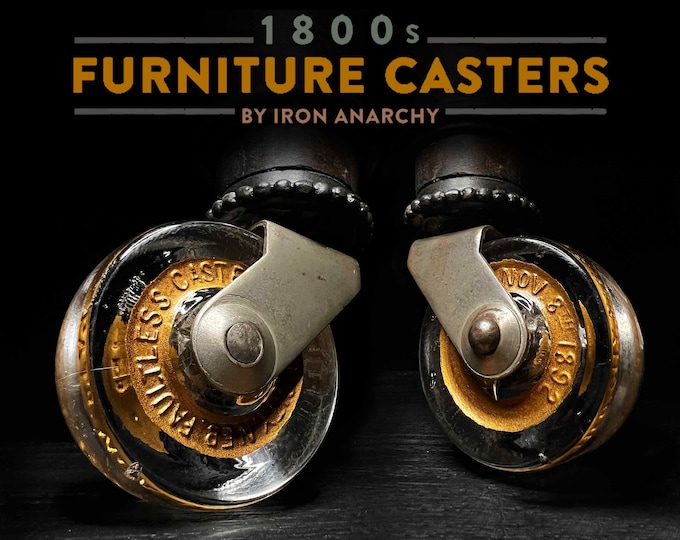 Antique Glass Furniture Casters, Vintage Table Wheels Victorian Stem