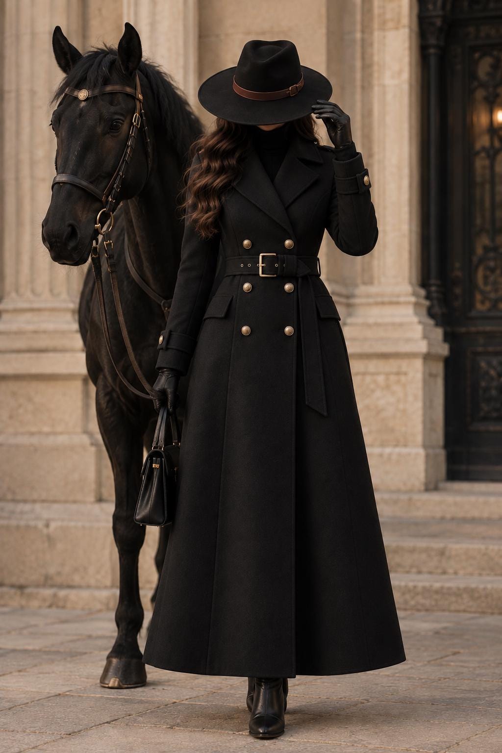 Black Flared Coat - Etsy