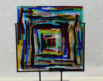 Art Glass panel -  Squares in square