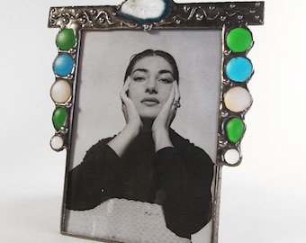 5 X 7 picture frame - vertical - hand cut german jewels - One of a kind