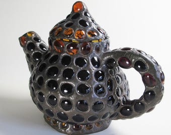 Teapot - Sculptural art glass - One of a kind