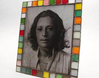8x10 picture frame - Stained glass opal color glass - vertical or horizontal