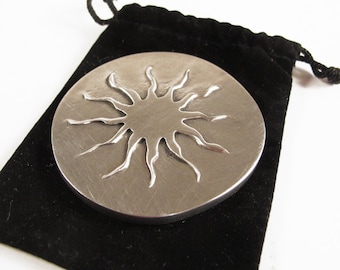 Purse mirror - Sun - Cast pewter