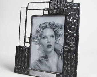 Stained glass picture frame - 4x6 - one of a kind - vertical