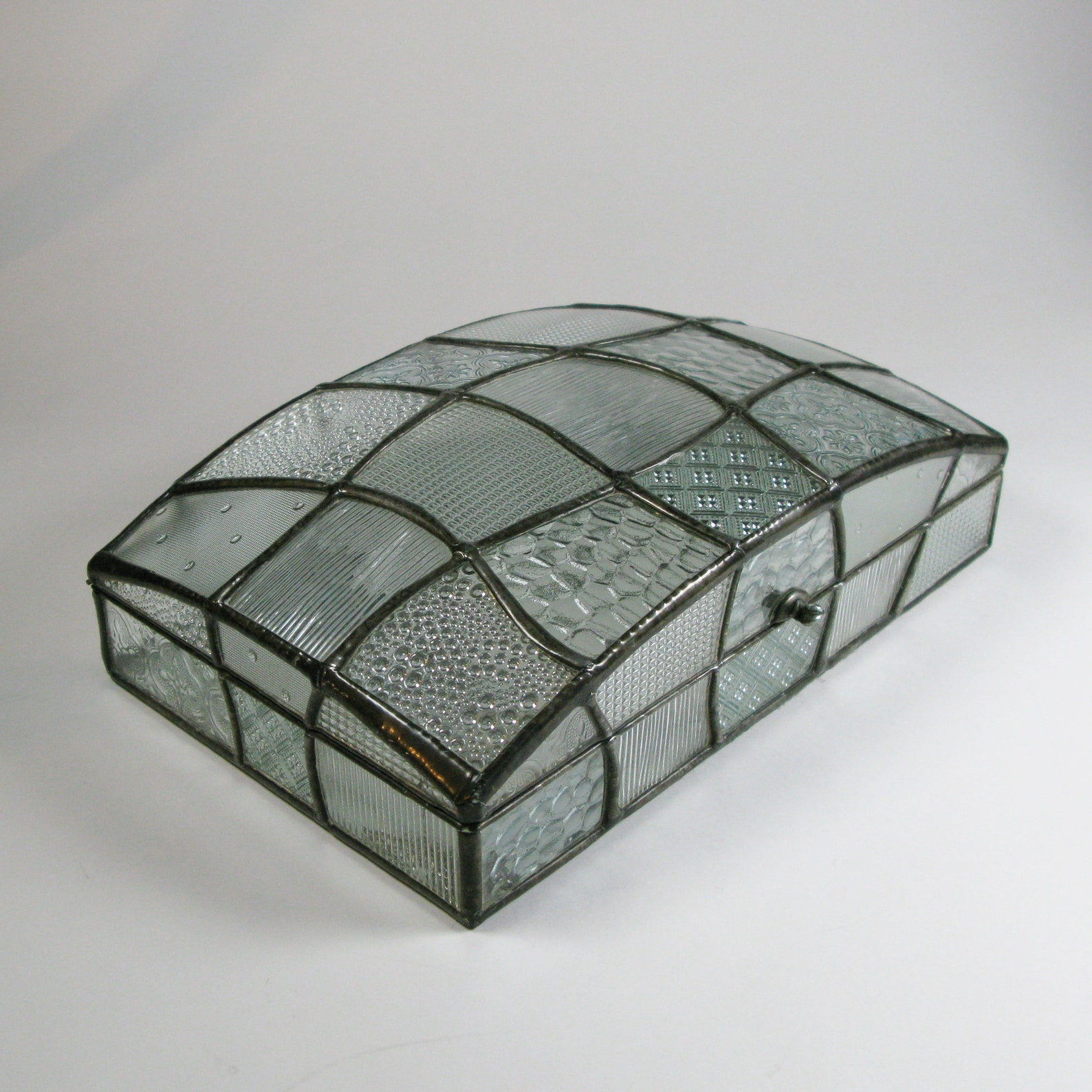 Large Dome Jewelry Box Art Deco Style Patchwork Etsy