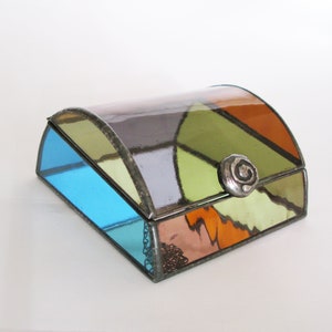 Stained glass jewelry box Multicolor art glass One of a kind image 1