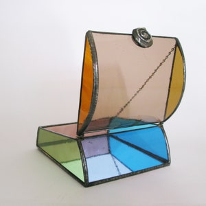 Stained glass jewelry box Multicolor art glass One of a kind image 7