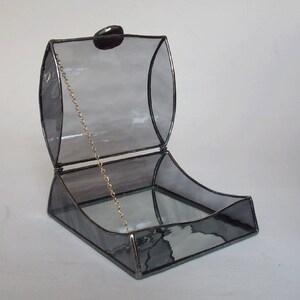 Stained glass jewelry box light gray art glass image 5