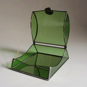 Stained glass jewelry box light green art glass image 5