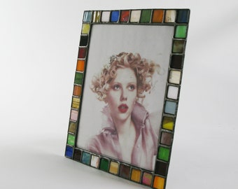 8X10 picture frame - Earth tones opal color glass - Vertical or horizontal