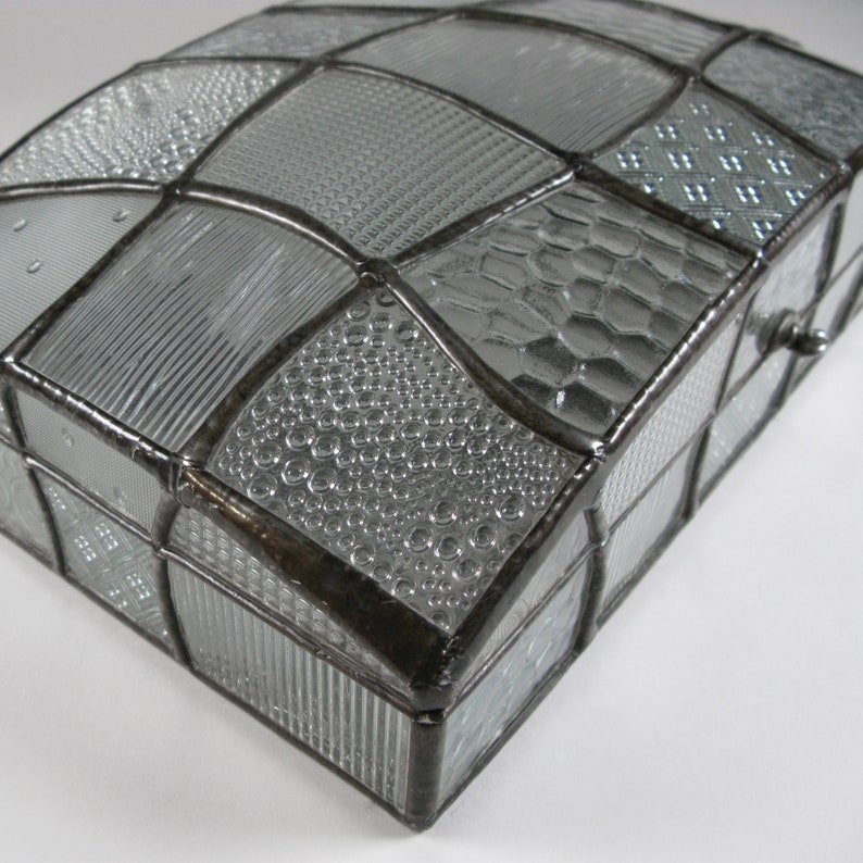 Large Dome Jewelry Box Art Deco Style Patchwork Etsy