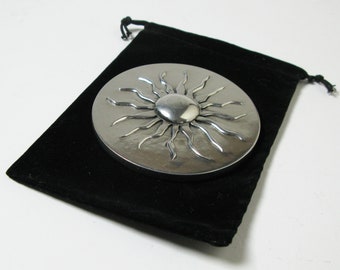 Purse mirror - Sun - Cast pewter