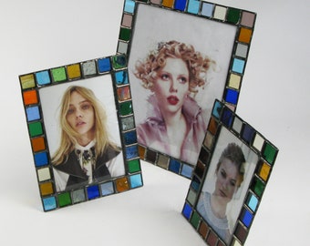 Fotolijst met gebrandschilderd glas - 4 x 6 - 5 x 7 - 8 x 10 - doorschijnend gekleurd glas - verticaal of horizontaal