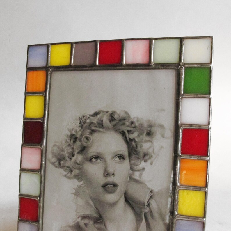 5X7 picture frame - Stained glass opal color glass - vertical or horizontal image 2