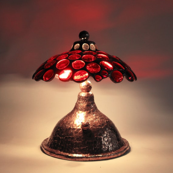 red glass lamp base