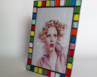 Fotolijstje 8 x 10 - Gebrandschilderd glas opaalkleurig glas - verticaal of horizontaal