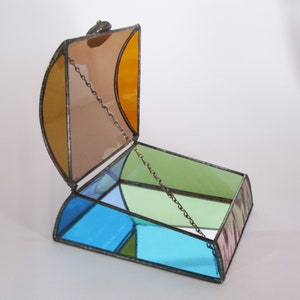 Stained glass jewelry box Multicolor art glass One of a kind image 2