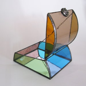 Stained glass jewelry box Multicolor art glass One of a kind image 5