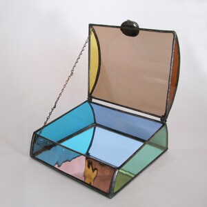 Stained glass jewelry box Multicolor art glass One of a kind image 9