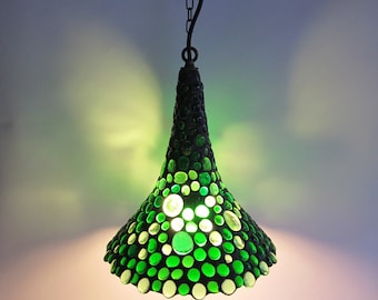 Stained glass hanging lamp - colored jewels - one of a kind