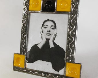 5 X 7 stained glass picture frame - vertical - 3D glass details - One of a kind