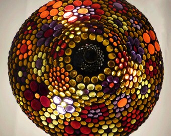 Stained glass table lamp - multi colored jewels - one of a kind - large