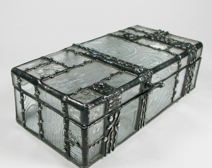 Large Stained Glass Jewelry Box Patchwork of Clear Pattern Etsy