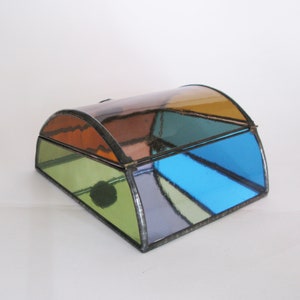 Stained glass jewelry box Multicolor art glass One of a kind image 8