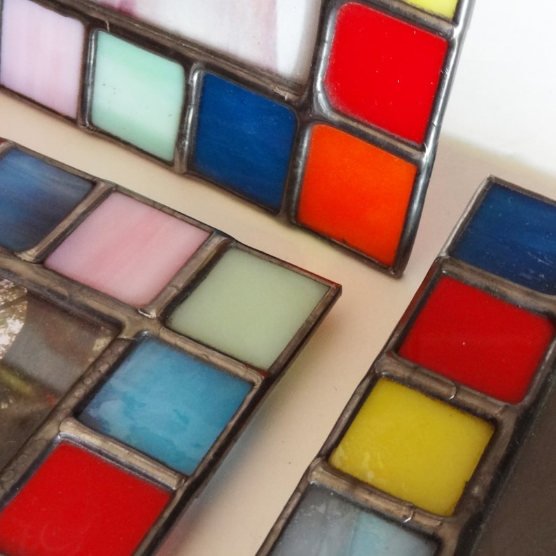 vertical or horizontal Stained glass picture frame Opal colors