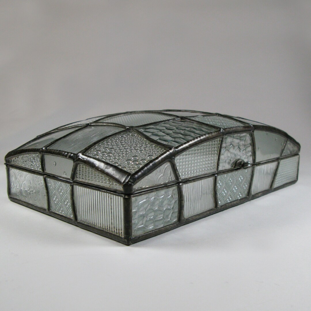 Large Dome Jewelry Box Art Deco Style Patchwork Etsy